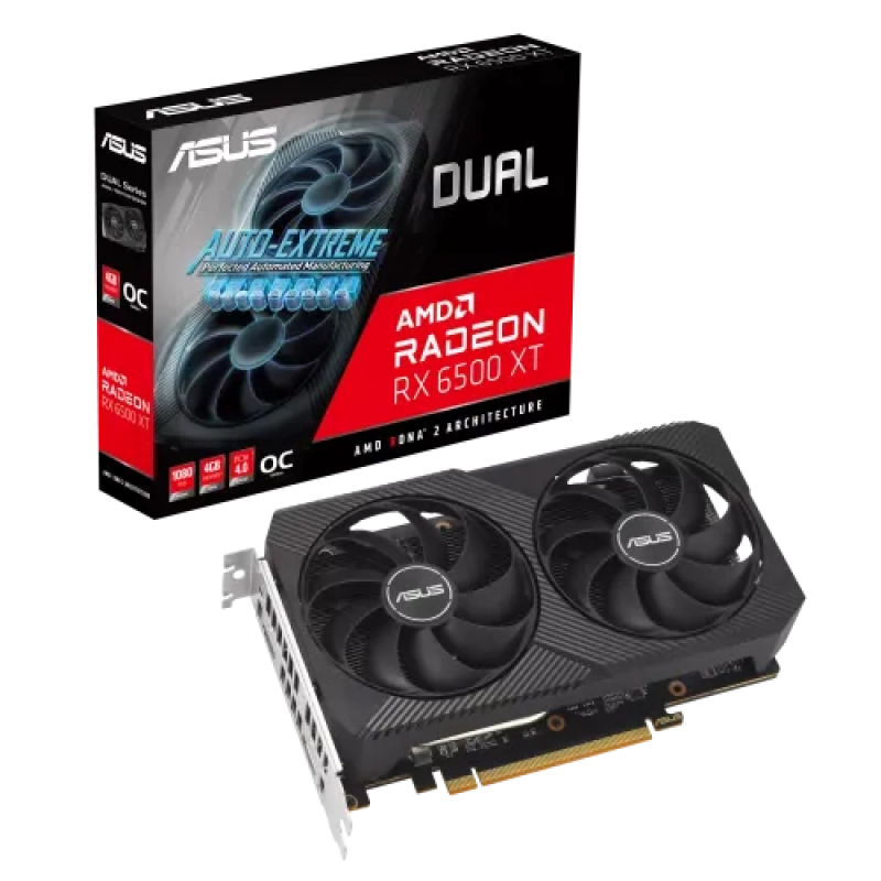 ASUS Dual Radeon RX 6500 XT V2 OC Edition 4GB GDDR6 Graphics Card